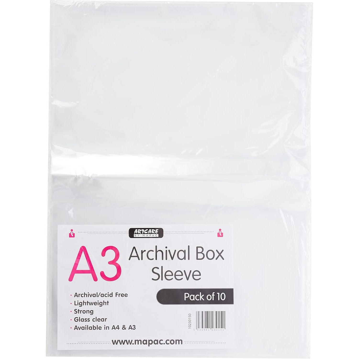 Artcare Clear A3 Archival Box Sleeves – 10 Pack Synthetic